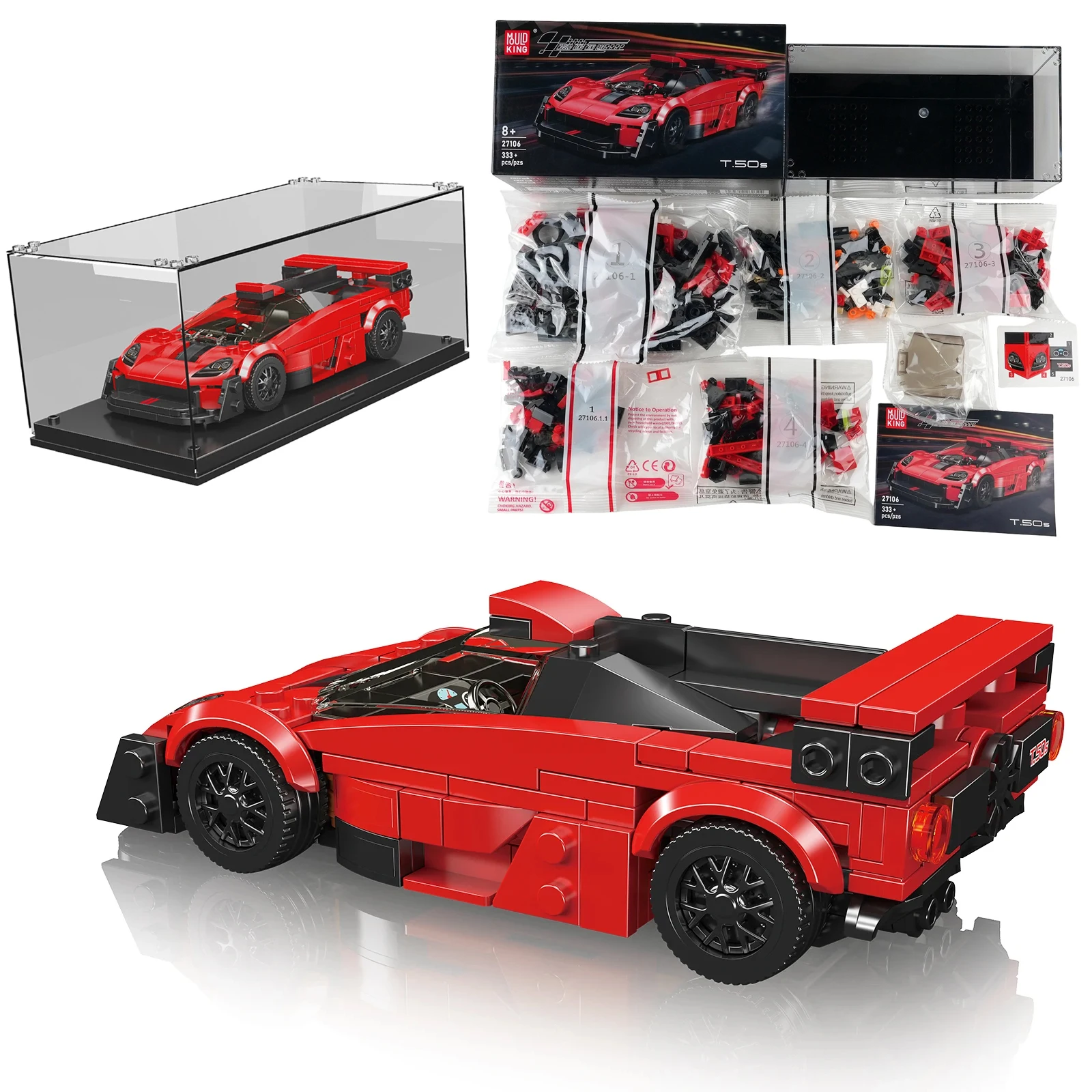 

Mold King 27106 333 шт. Суперкар Buidling Blocks Мини-автомобиль серии Гоночный спортивный автомобиль Модель Дисплей Коробка Подарок Коллекционные кирпичные игрушки