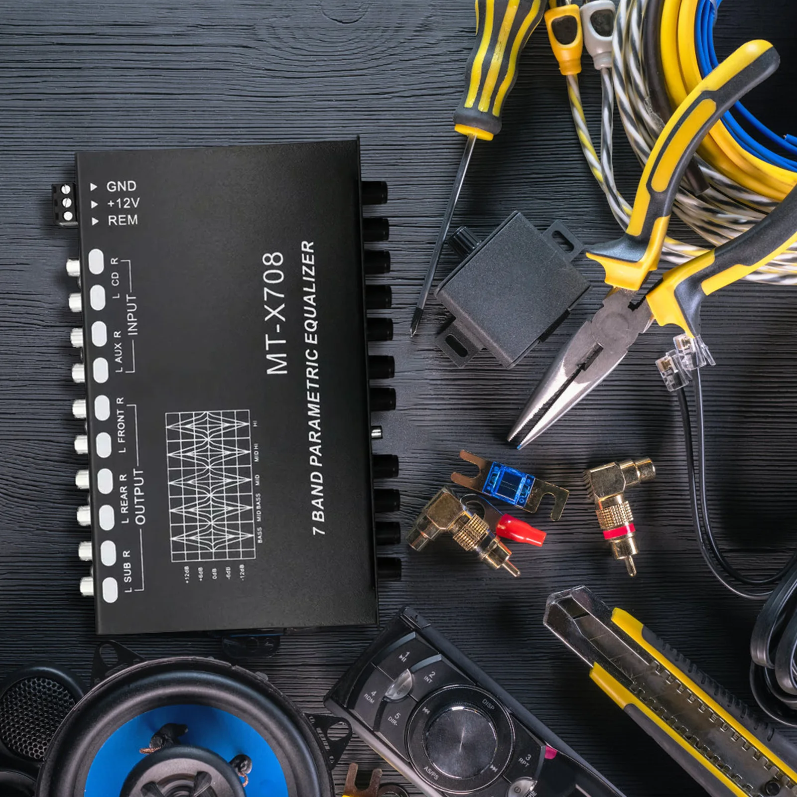 

7-Band Adjustable Stereo Enhanced Sound Quality Compact Design For Stereo Voice Equalizer Car Amplifier Graphic