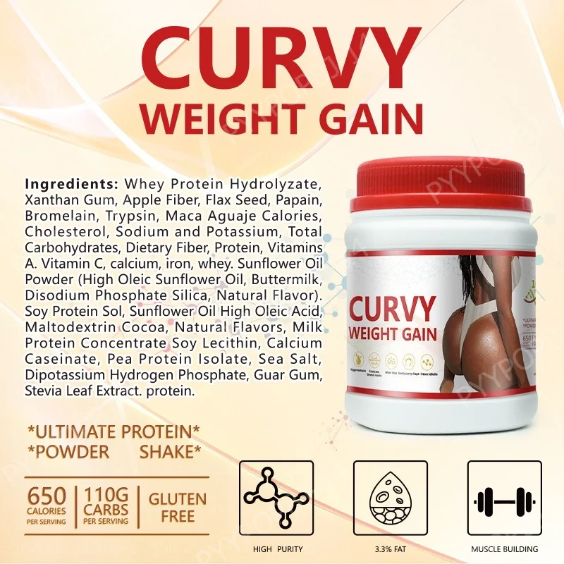 Curvy Weight Gain Powder, Build Muscle Mass,Enhance Curves,Shape Feminine Figure,Boost Calorie Intake,Support Body Shaping 258g