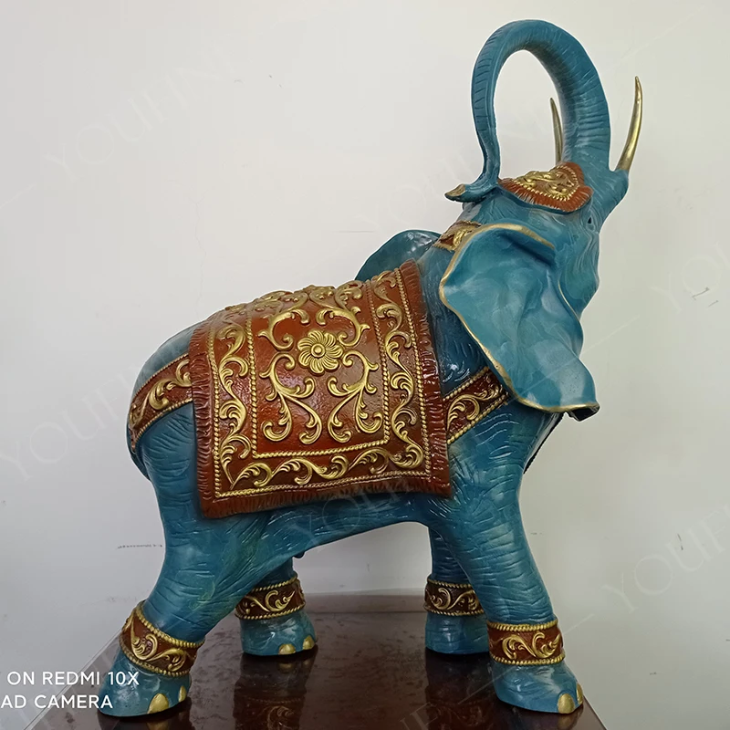 

Bronze Elephant Statue Bronze Hand-painted Elephant Sculpture Casting Animal Bronze Art Crafts For Sale Home Decor Ornament Gift