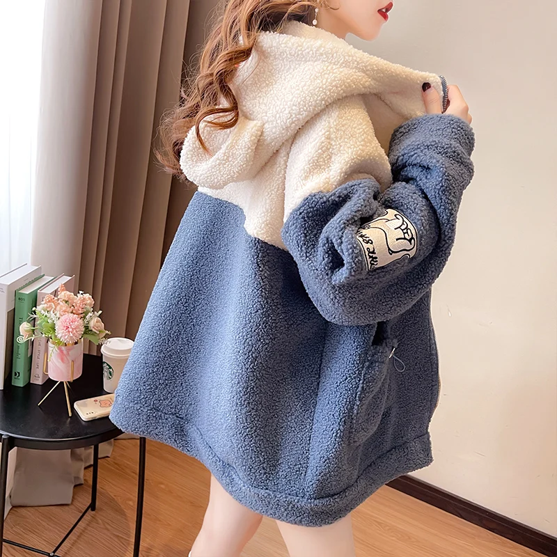 Women's Clothing Winter Hooded Cashmere Coat 2023 New Casual Cardigan Jacket Add Velvet Padded Cashmere Outwear Sweater Female