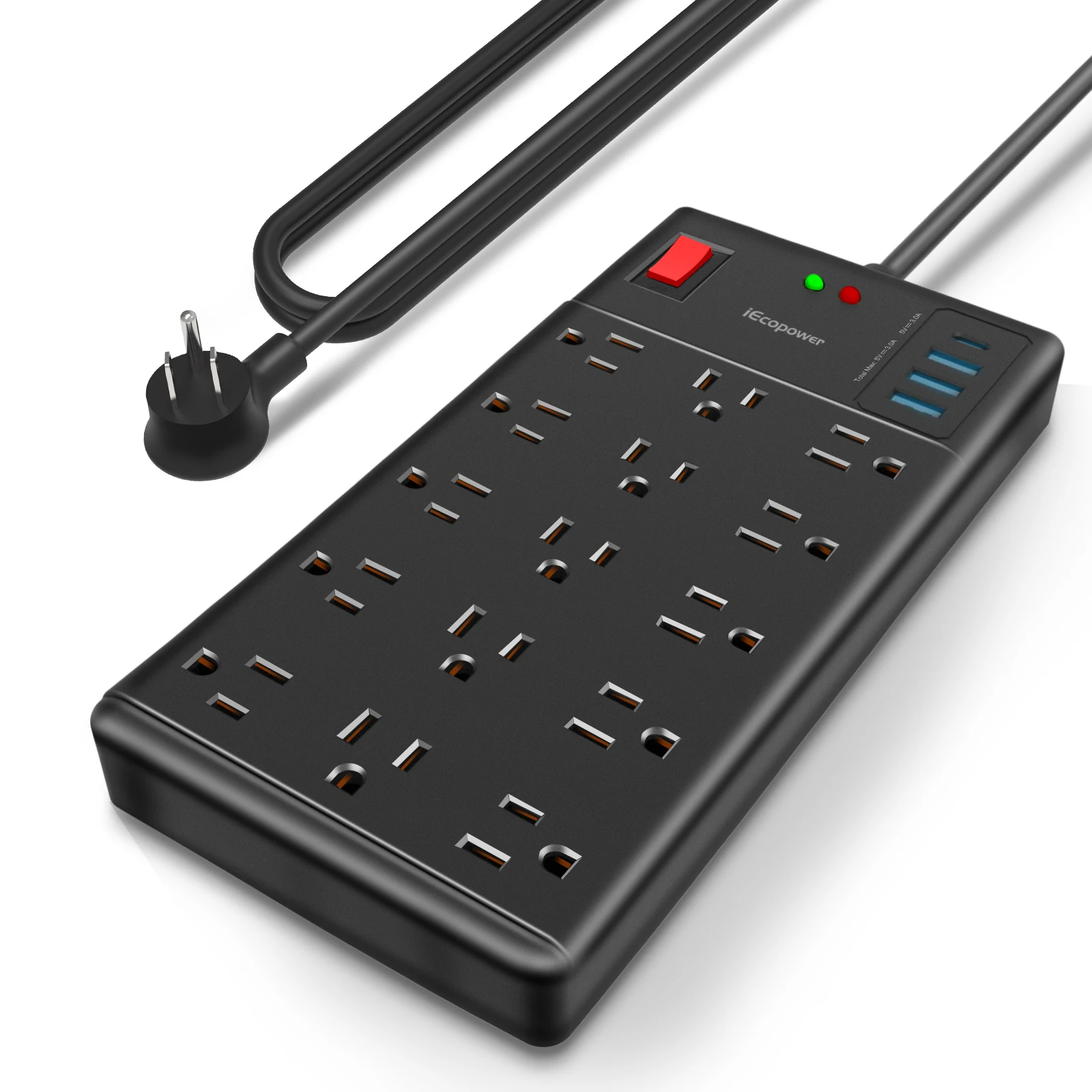 

Surge Protector Power Strip 15 Widely Spaced Outlets and 4 USB Ports 1875W 15A Heavy Duty Power Strip Surge Protector