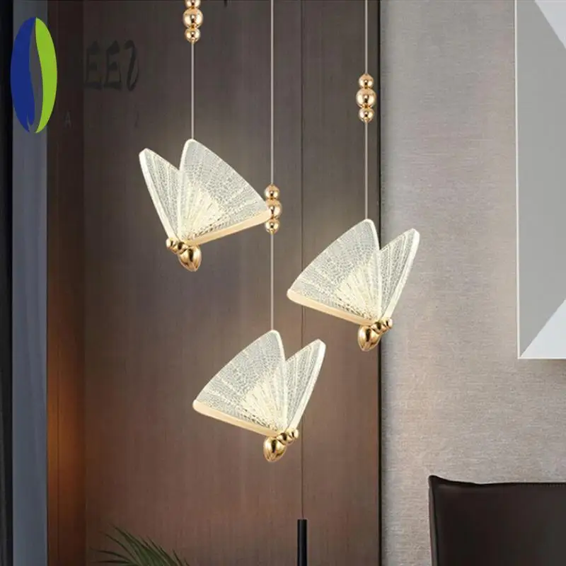 

AEE2-Pendant Lights Butterfly Model Chandeliers Lamp Indoor Lighting Home Decor Bedside Bar Chandelier Duplex Staircase Ins,A Du