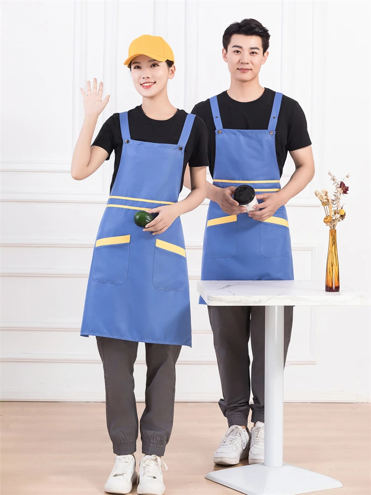 Unisex Cooking Apron Kitchen Water Drop Oil Proof Home Cleaning Keeping Dry Catering Waiter Robe Art Painting Apron Add Own Logo