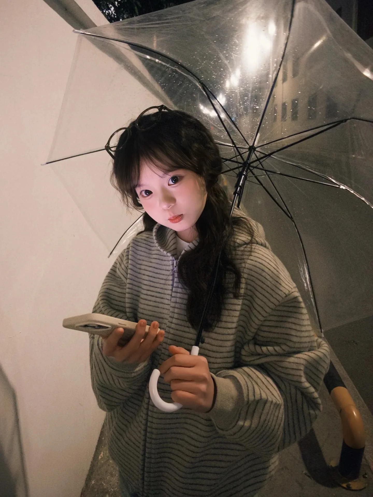 

Laid-ba Striped Hoodie Sweatirt ex Winter Thiened Fce Open Cardigan Loose Casual Top Warmth Comfortable Fit