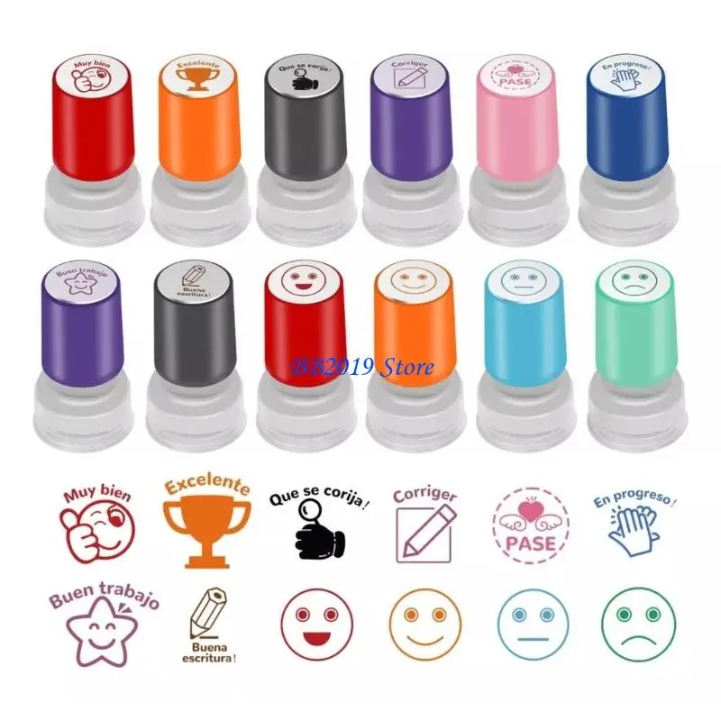 conjunto-12-pecas-carimbo-professor-plastico-para-avaliacao-licao-casa-escolar-e-notas-incentivo