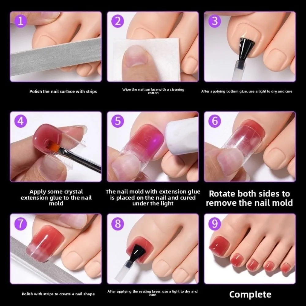 120 pçs novos formatos duplos molde de unhas do dedo do pé acrílico cobertura completa dicas falsas poli moldes de gel de unhas para extensão