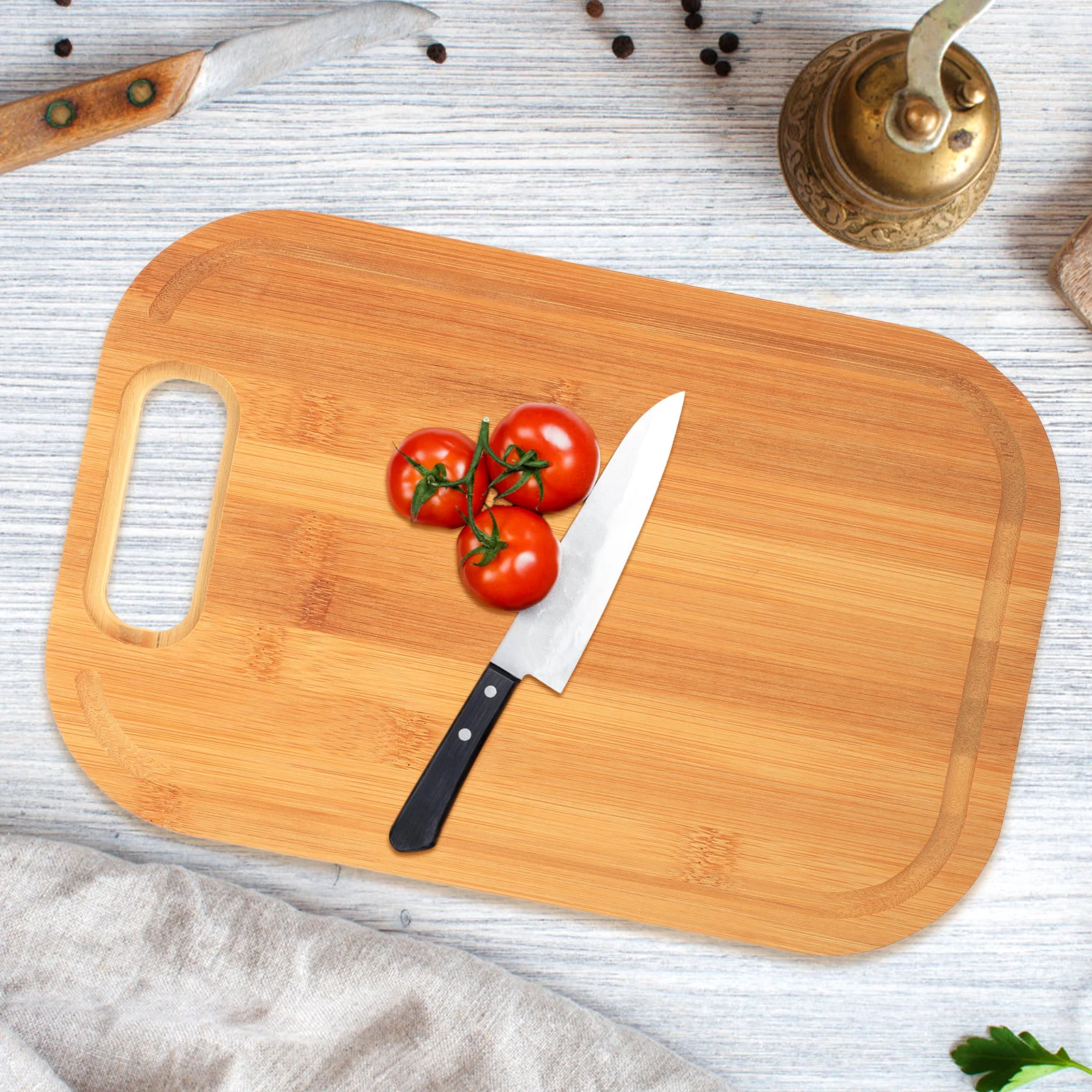 

Bamboo Cutting Board Unbreakable Heavy Duty Kitchen Tool Hole Design Safe Hygienic Chopping Board for Meat Vegetable Slicer