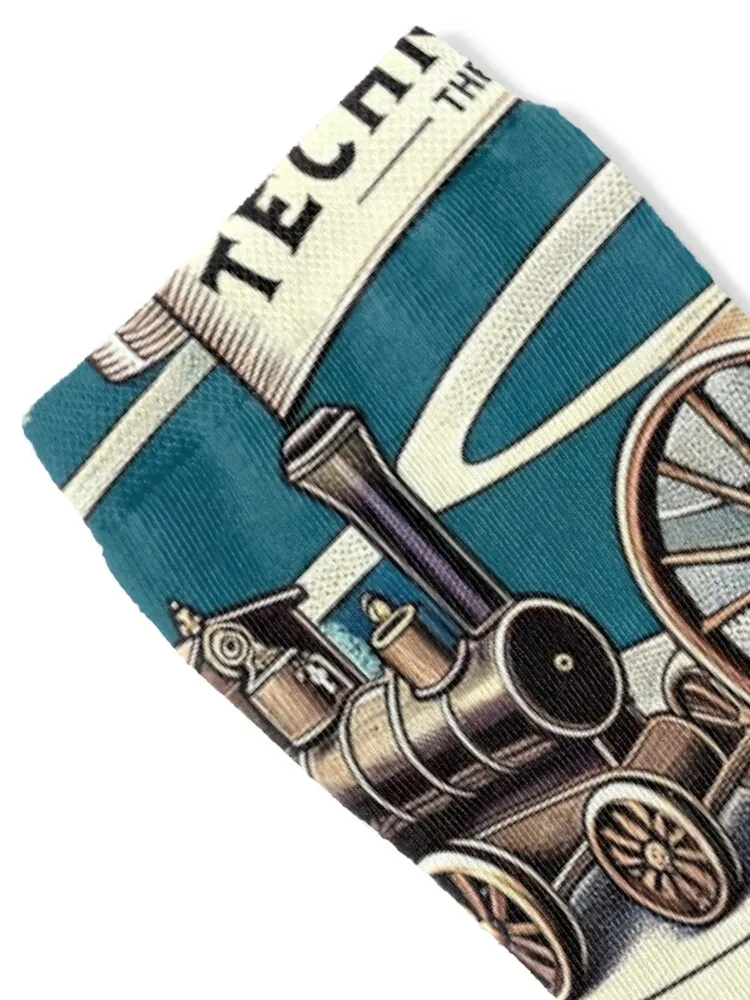 Tech Time Journey: From Wheel to Smartphone Socks cartoon kawaii basketball winter Male Socks Women's