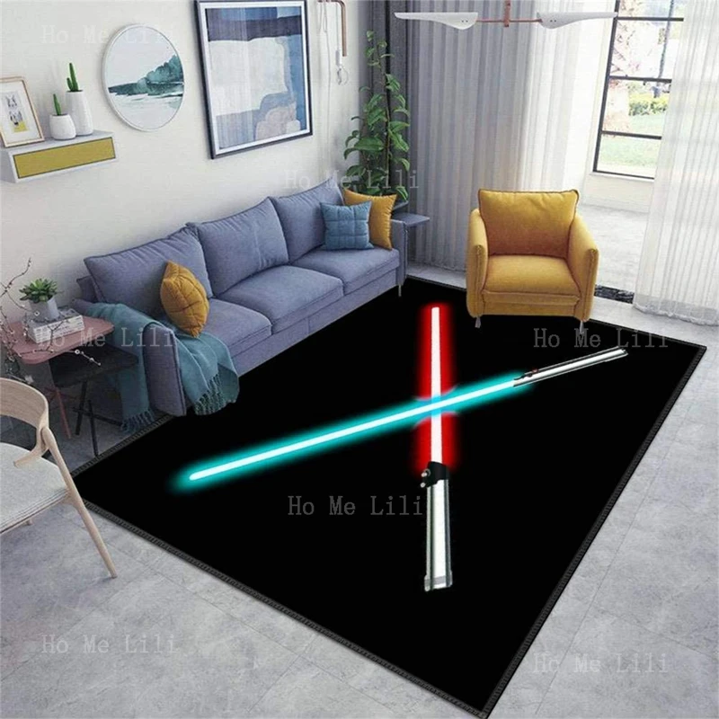 Stop Wars Twin Rod Red And Blue Luminaries Flannel Floor Rugs Non Slip Home Decor Carpet For Bedroom Indoor Outdoor Throw