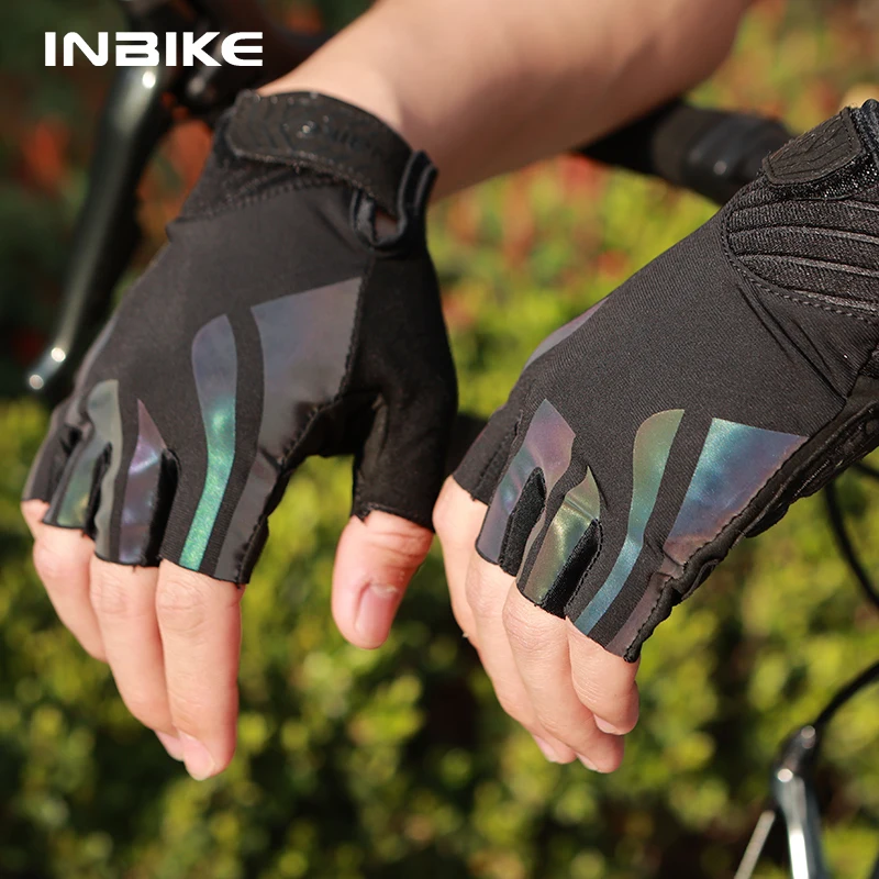 INBIKE Half Finger MTB Cycling Gloves Summer Bicycle Riding Gloves Palm PadReflective Men Mountain Road Bike Gloves Accessories