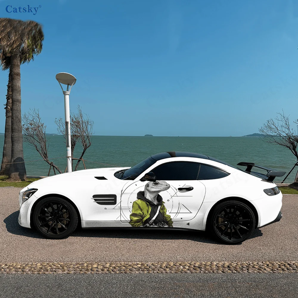 Hip Hop Lizard Man Cool Car Vinyl Wraps Decal Self-adhesive PVC Sticker Suitable for Trucks SUV Decoration Auto Accessories Gift