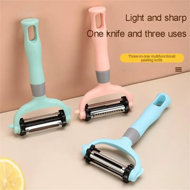 3-In-1 Stainless Steel Peeler Fruit Vegetable Potato Carrot Cucumber Multi-function Sharp Grater Peeler Slice Kitchen Gadgets