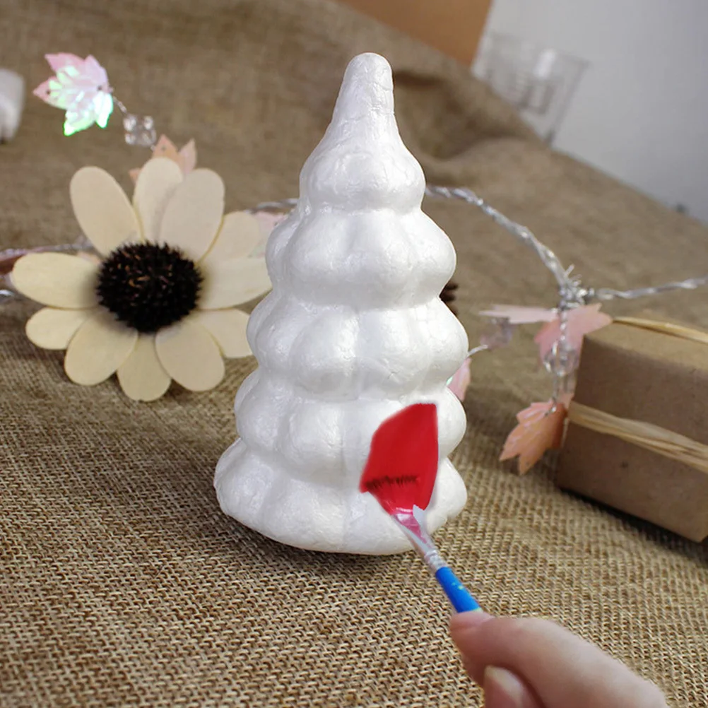 

6pcs Christmas Diy Crafts Handmade Xmas Decor For White Foam Tabletop Decoration Tree Shape Ornament Christmas Gift Diy