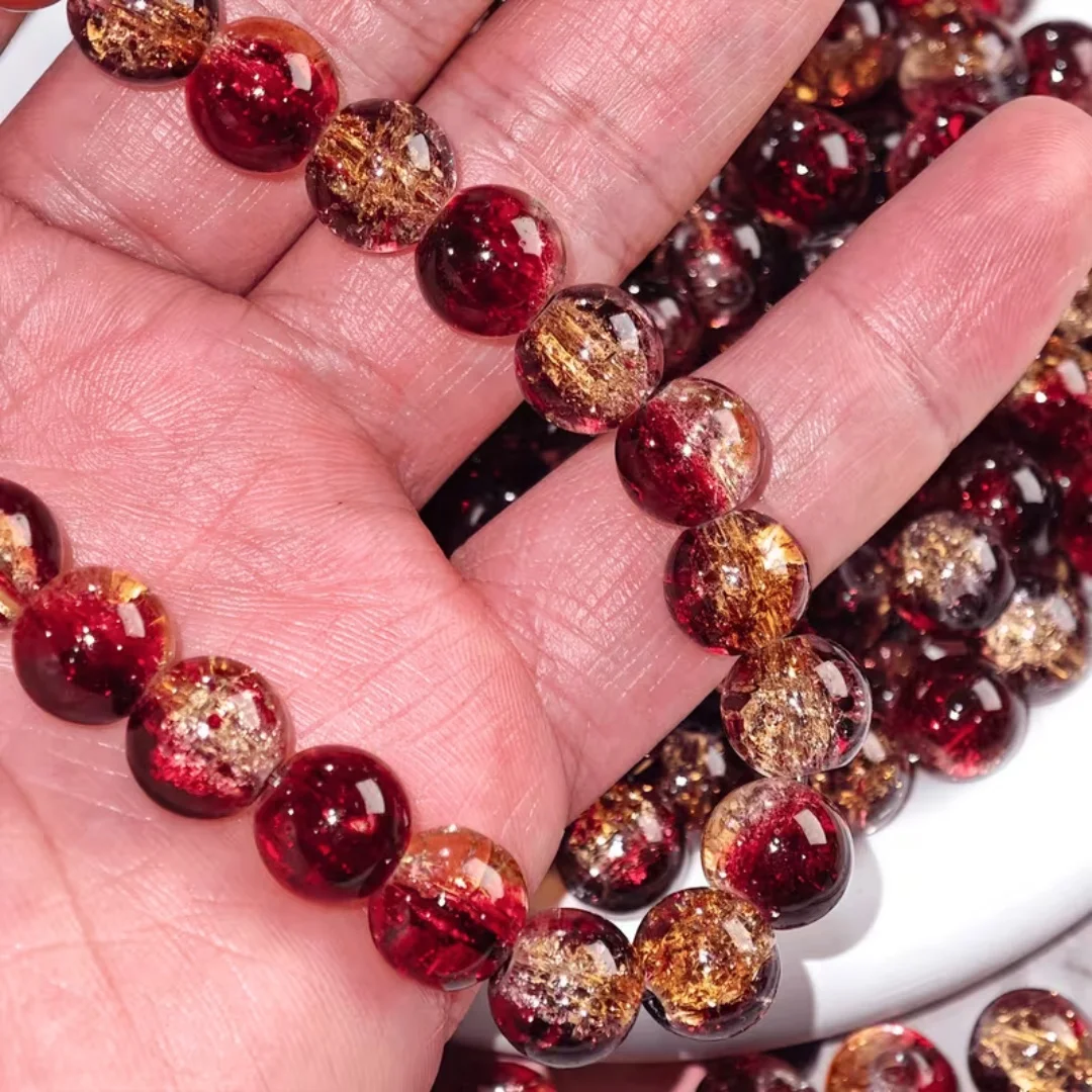 8mm Red, White, Yellow, Cracked Beads, Gradient, Acrylic Beads, DIY Loose Beads, Jewelry, Decoration, Pendants, Clothing Beads,