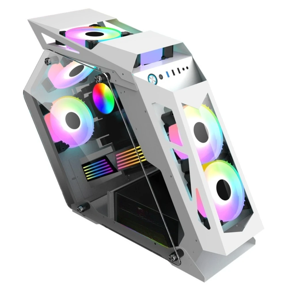 Stylish Irregular Gaming Chassis Water Cooling Ready Desktop Shell For Home And Cyber Cafe