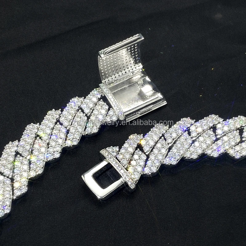 Factory Price Pass Diamond Tester 6mm - 14mm 925 Sterling Silver Vvs Moissanite Diamond Cuban Chain Necklace