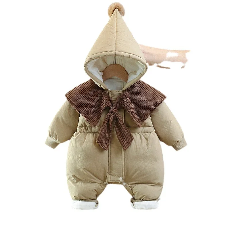 2025 جديد الوليد الشتاء رومبير الكورية موضة سميكة جمبسوت من القطن دافئ طفلة الزي ل 0-24 أشهر