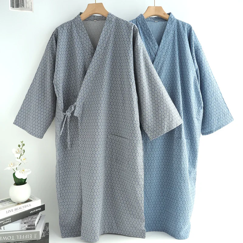 

Японское кимоно, ночная рубашка, мужское дышащее лето, весна-осень, кимоно, ночная рубашка, свободный халат