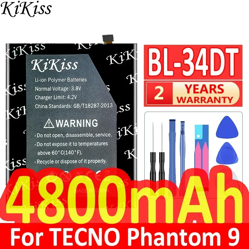 

Аккумулятор KiKiss 4800 мАч BL-34DT BL34DT для TECNO Phantom 9 Phantom9 CC9 AB7 CAMON 12 Pro CAMON 12 Pro 12Pro