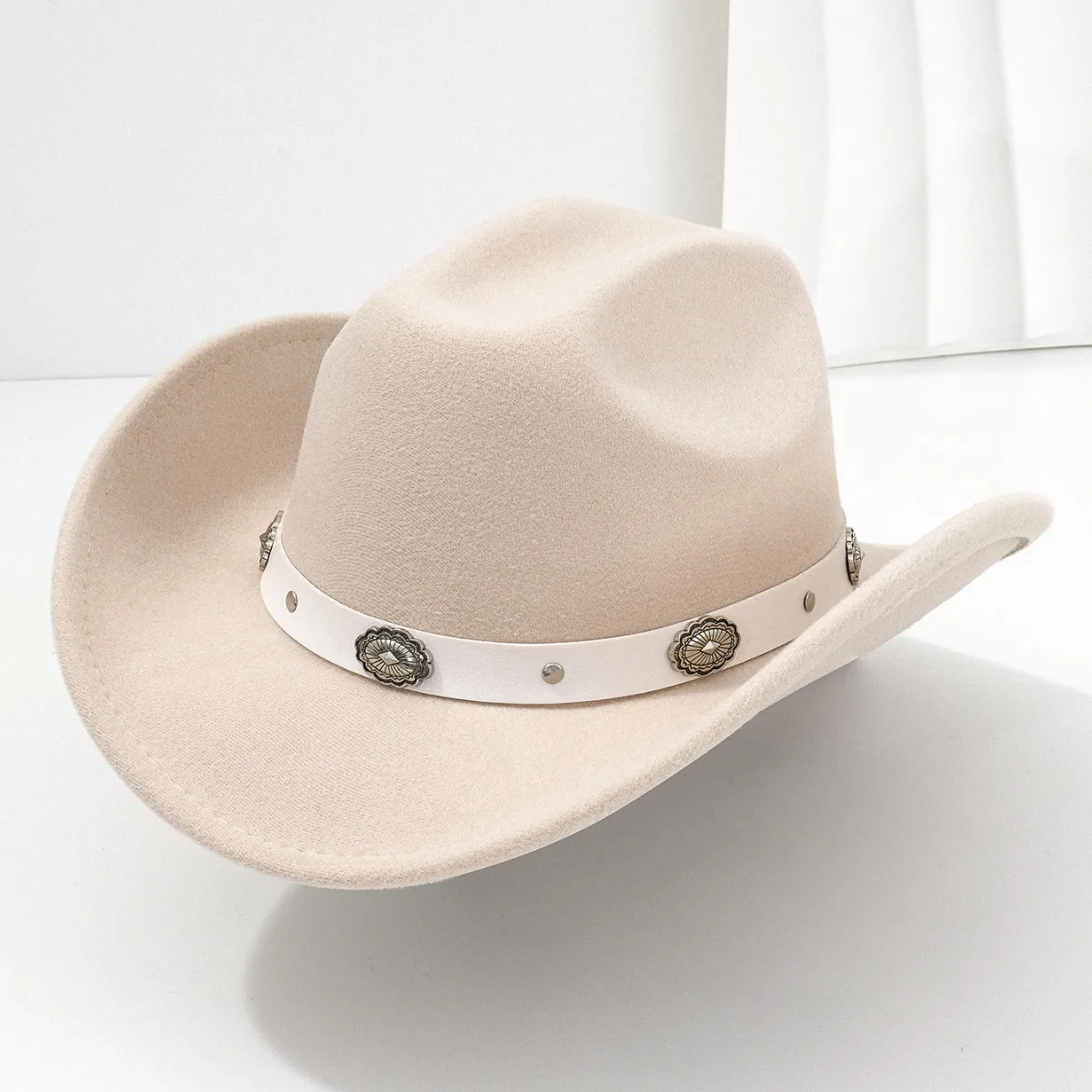 HongLuan White Felt Bohemia Cowboy Hats Women & Western Cowboy Hat, Fancy Woman for Cowgirl Costume, Cowboy Accessories for Man