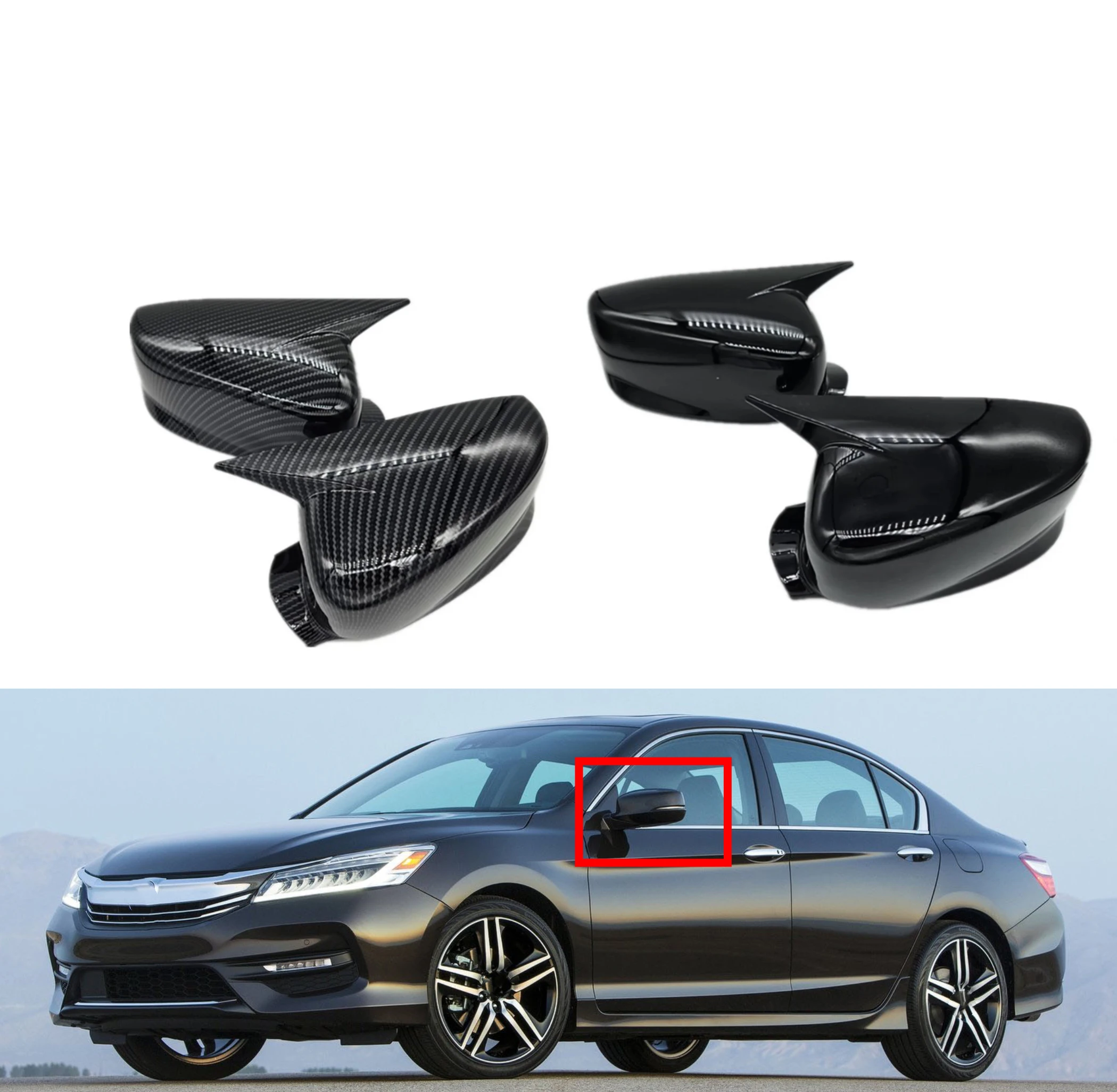 

For Honda Accord 9th 2014 2015 -2017 Car Rearview Side Mirror Cover Wing Cap Exterior Sticker Door Rear View Case Trim