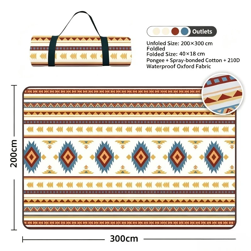 Extra Large Picnic Mat Waterproof 3 Layer Moisture Proof Camping Beach Blanket with Aluminum Film Easy to Clean Safe Men Women