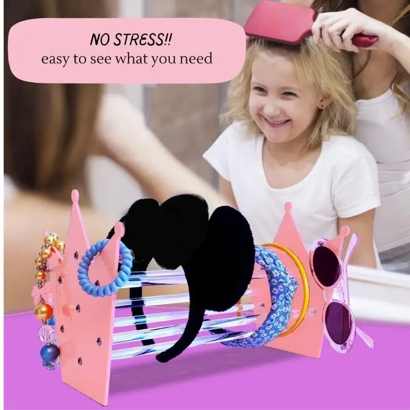 

Pink Crown Jewelry Display Stand Acrylic Hairband Hair Hoop Display Stand