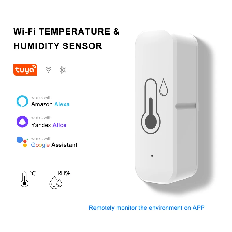 

Датчик температуры и влажности Tuya WIFI, приложение Smart Life, удаленный мониторинг, умный термогигрометр, работает с Alexa Google Assistant