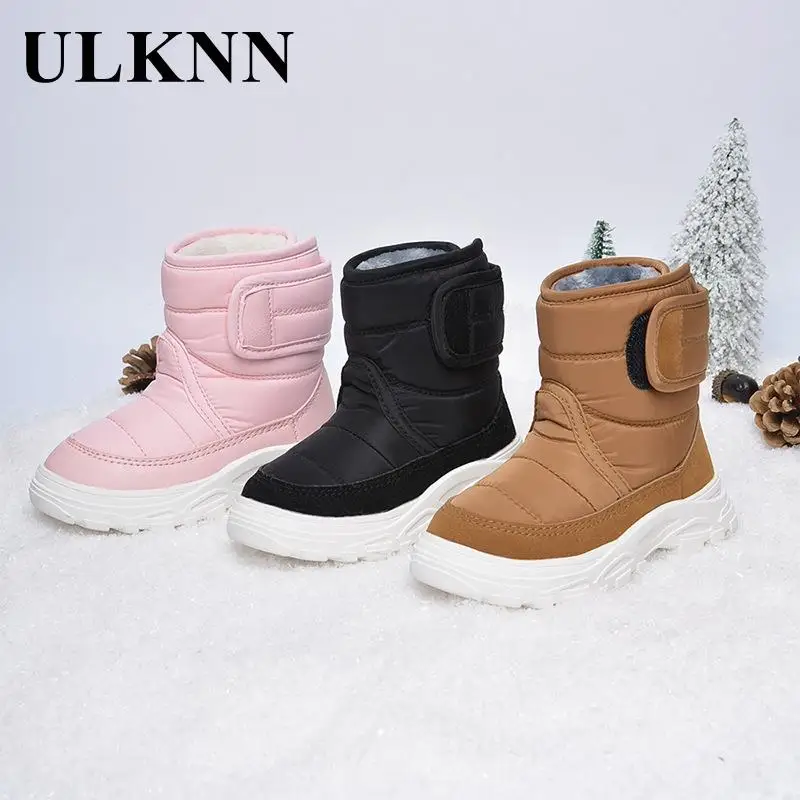 New Baby Snow Boots During The Winter 22023 Children Black Boots Children Soft Bottom Cotton Shoes Add Wool Baby Pink Warm Boots