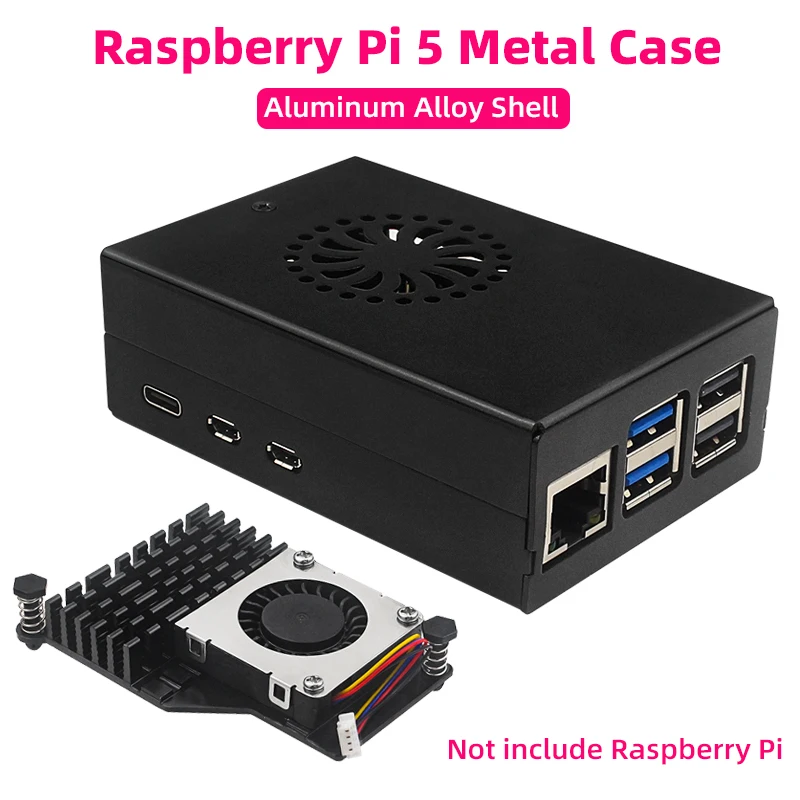 Metalowa obudowa Raspberry Pi 5 Obudowa ze stopu aluminium kompatybilna z aktywną chłodnicą dla RPI 5 Pi5