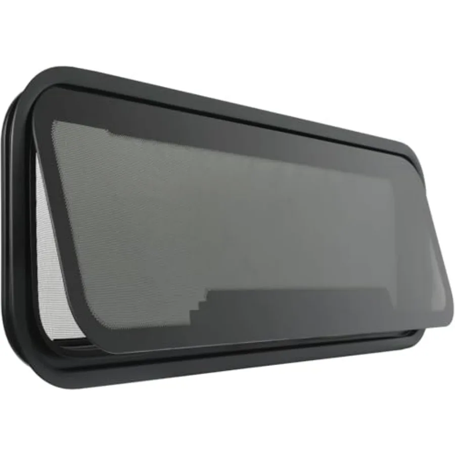 

New Breathable RV Window for Rainy Days 35 x 12 Tinted RV Window with Net Screen and Trim Ring Fit for 2 Thickness Wall DOT App