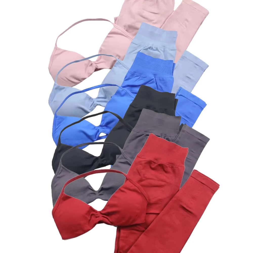 

Костюм для йоги, женский бесшовный бюстгальтер на шнуровке и леггинсы, высококачественный спортивный костюм для йоги, пилатеса, тренажерного зала