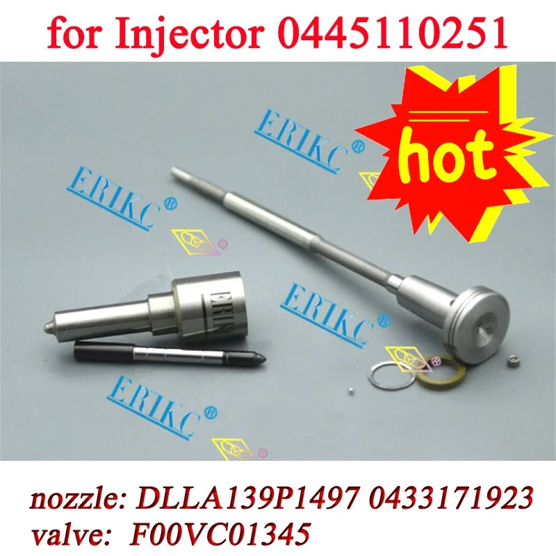 0445110251 Fuel Injector Repair Kit Nozzle DLLA139P1497 0433171923 Valve F00VC01345 for Bosch 0 445 110 251