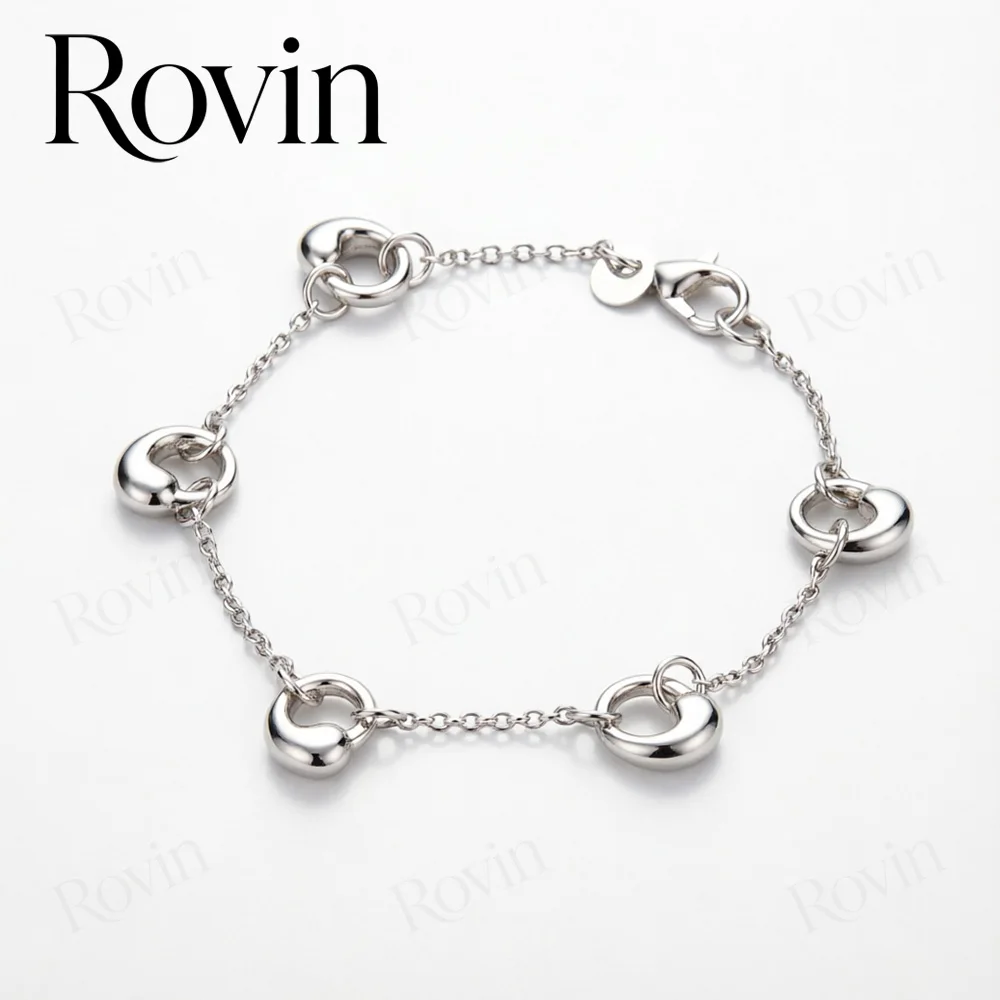 18K Gold 8-inch Exquisite Openwork Circular Chain Bracelet for Women, Fashionable Wedding Party Jewelry