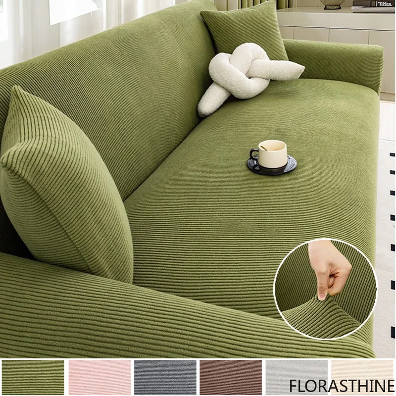 Corduroy All Inclusive Anti Cat Scratch Sofa Protective Cover Adjustable Slipcovers Stretch Corner Couch Covers 1/2/3/4 Seater