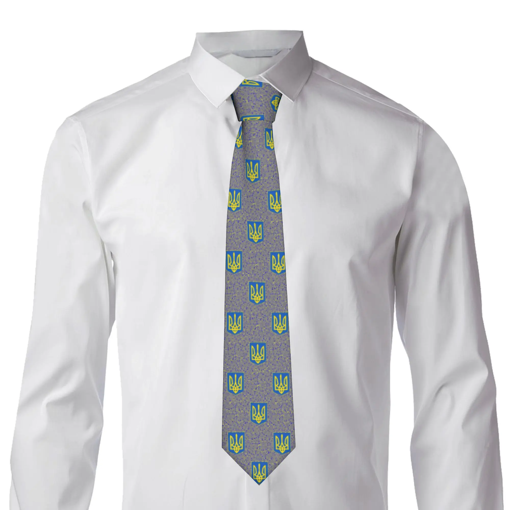 Formal Ukraine Flag Tie for Wedding Mens Ukrainian Coat Of Arms Necktie