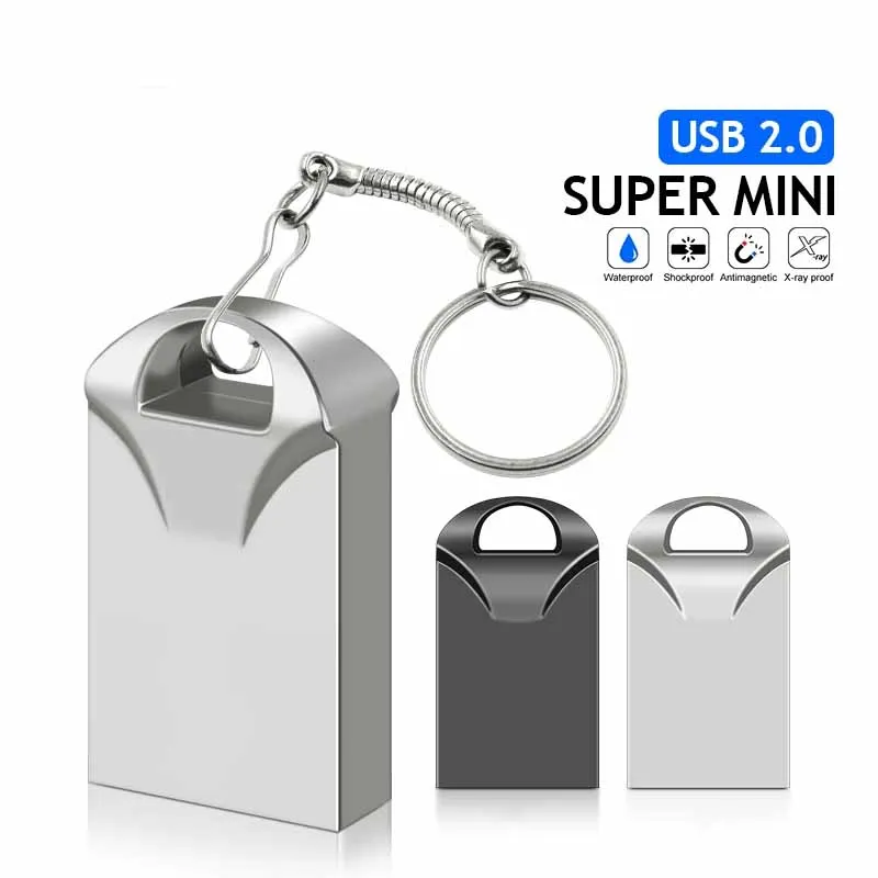 미니 메탈 2.0 USB 플래시 드라이브, 128GB 64GB 32GB 16GB 8GB 고속 마이크로 펜드라이브 메모리 스틱 64GB 저장 장치 USB 드라이브