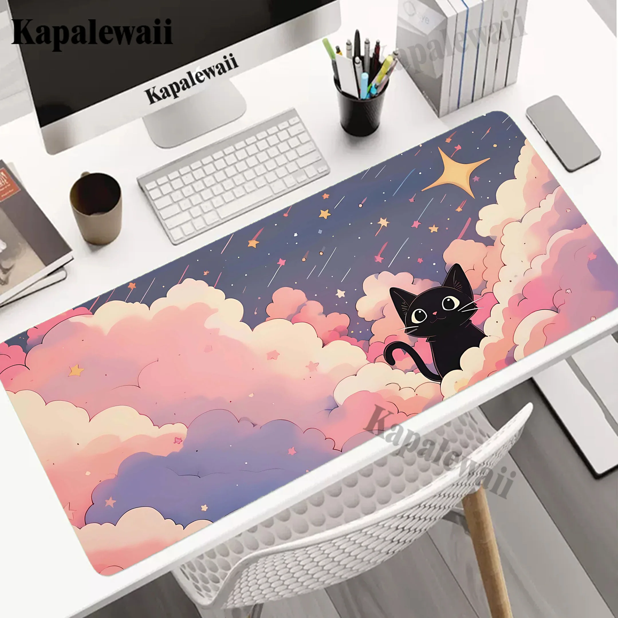 

Pink Cat Large Mousepad Locking Edge Game Mouse Pad Anti-slip Gamer Mouse Mat Gaming Accessories Keyboard Pads Speed Desk Mat