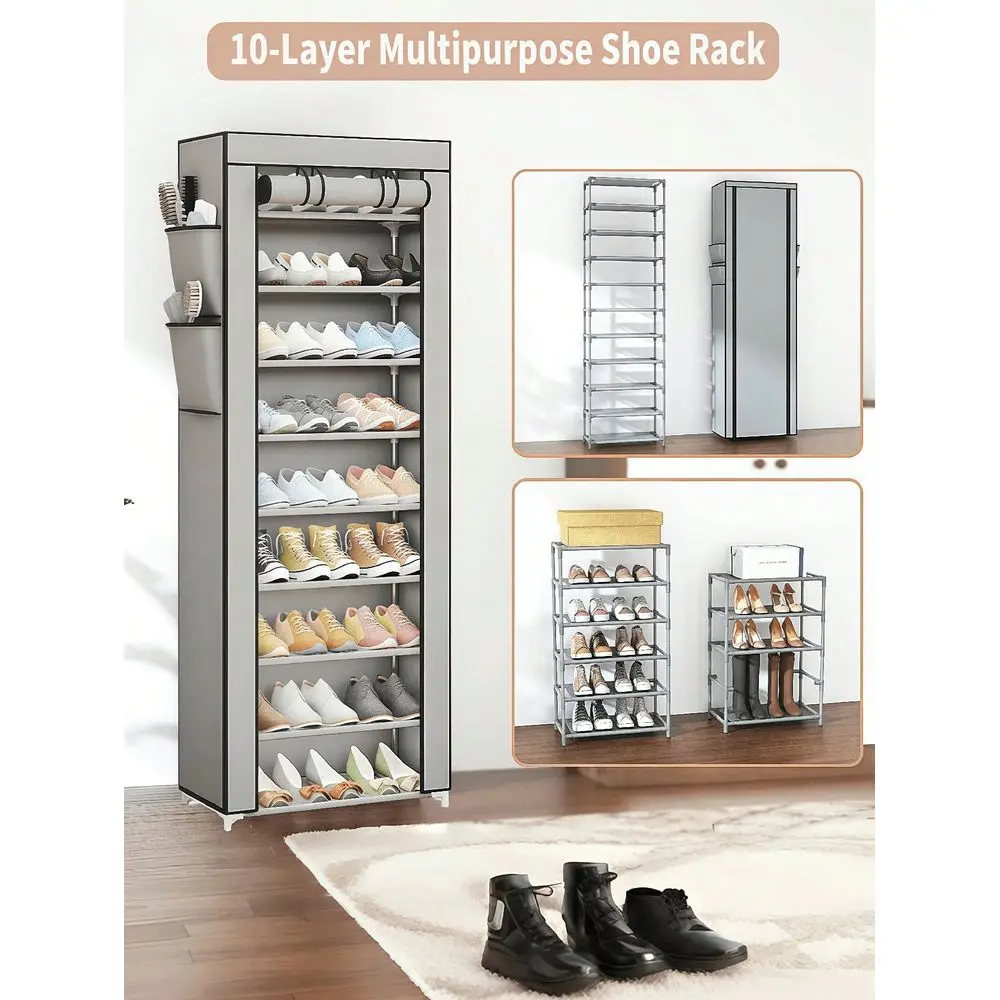 Shoe Rack,9 Tier Shoe Organizer With Nonwoven Fabric Cover, Shoe Storage Shelf For 4050 Pairs Of Shoes, Entryway, Suitable For