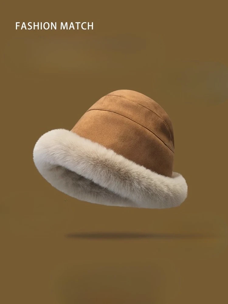 Winter New Style Plush Fisherman's Hat Warm Cotton Windproof Ear Protection Female Autumn and Winter Plush Basin Hats for Women