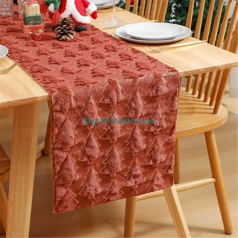 R53F Embroidered Table Runner Sequins Designs Festival Decoration for Christmas Dinner Tabletop Mantel
