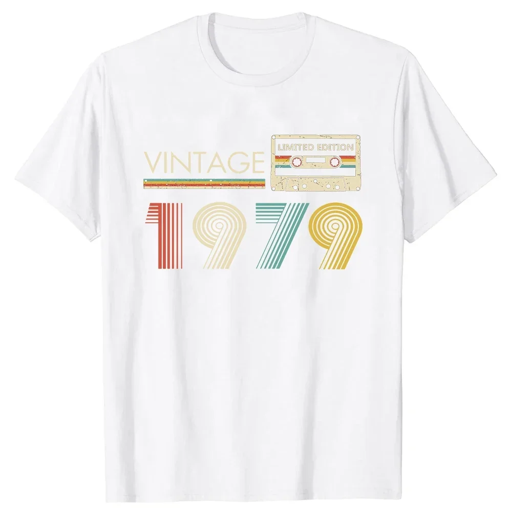 Classic 1979 Vintage Birthday Cassette Est 1979 Edition T Shirts Summer Graphic Cotton Streetwear Short Sleeve Gifts T-shirt