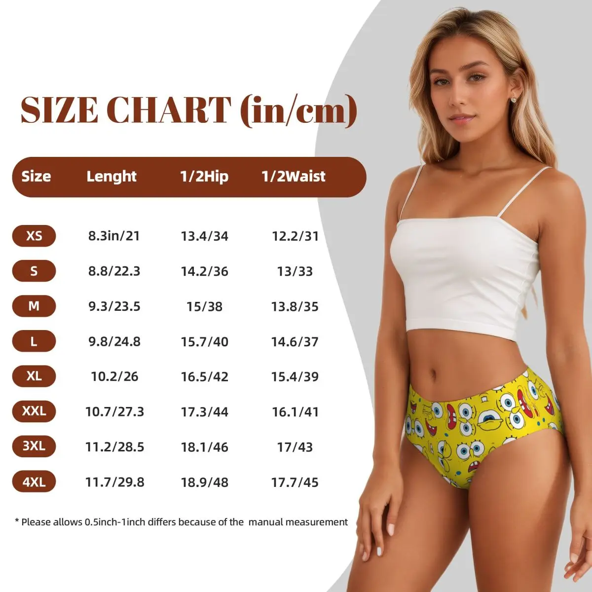 Cute SpongeBobed Kids Cartoon Anime Women Underwear Brief Full Coverage No Show High Waisted Ladies Panties