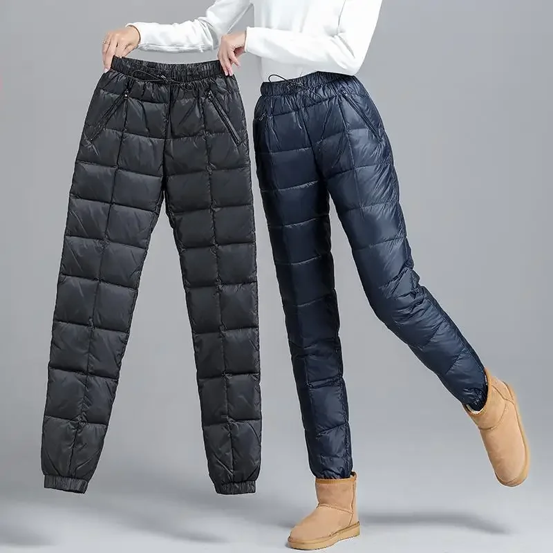 2024 New Ladies Winter Casual Pants Cotton Pants Fashion High Waist Warm Down Pants Drawstring Pants Nine Pants