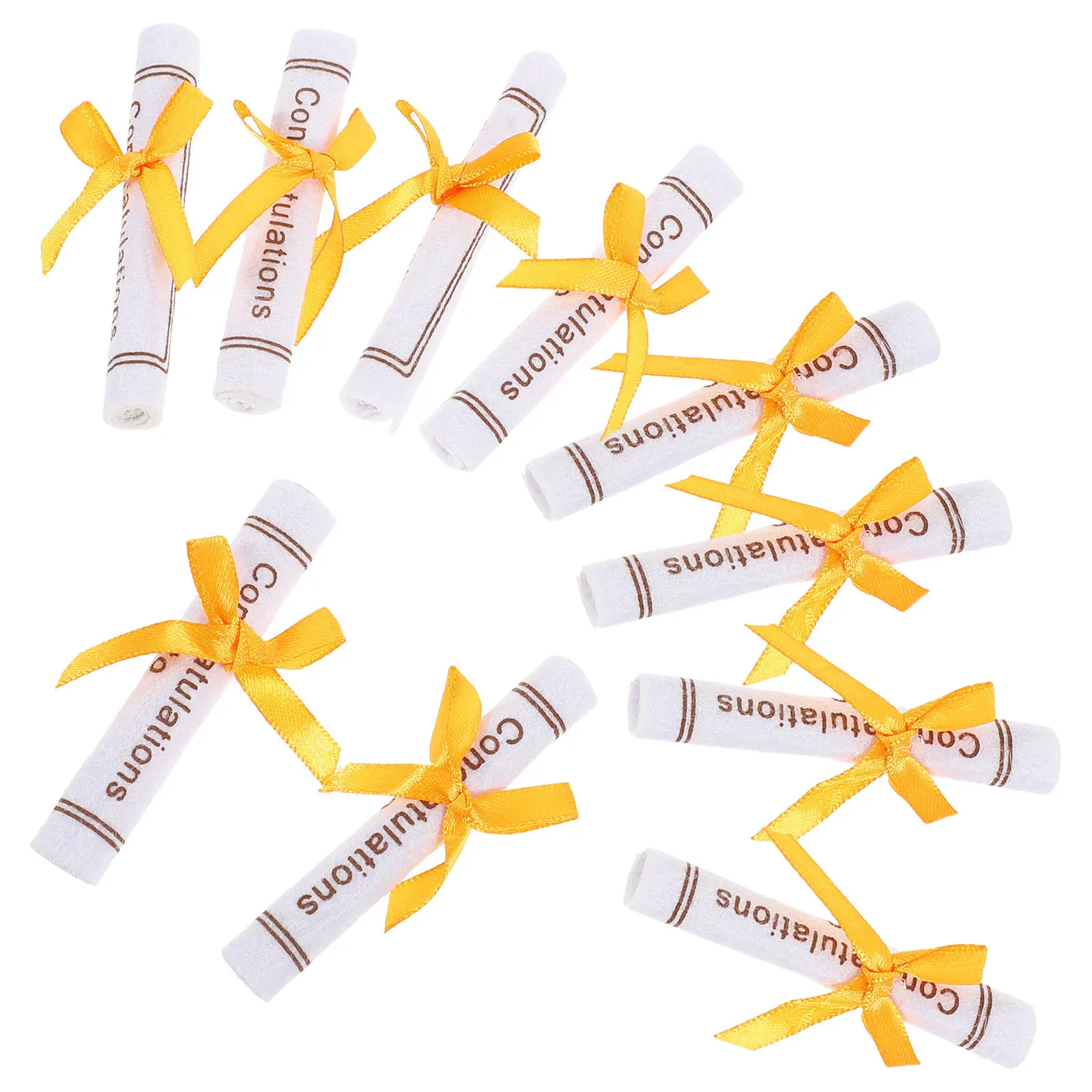 

25Pcs Mini Graduation Ornament Set Non-Woven Certificate Scroll Design Space-Saving Desktop Adornment for Graduation Party Decor