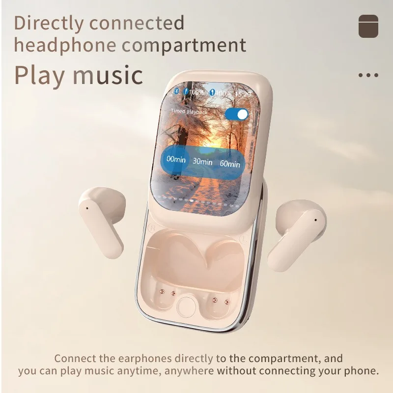 True Wireless Bluetooth Earphones Full Color Touch LCD Screen Long Battery Life Gaming Headset LED Display Wireless Earbuds