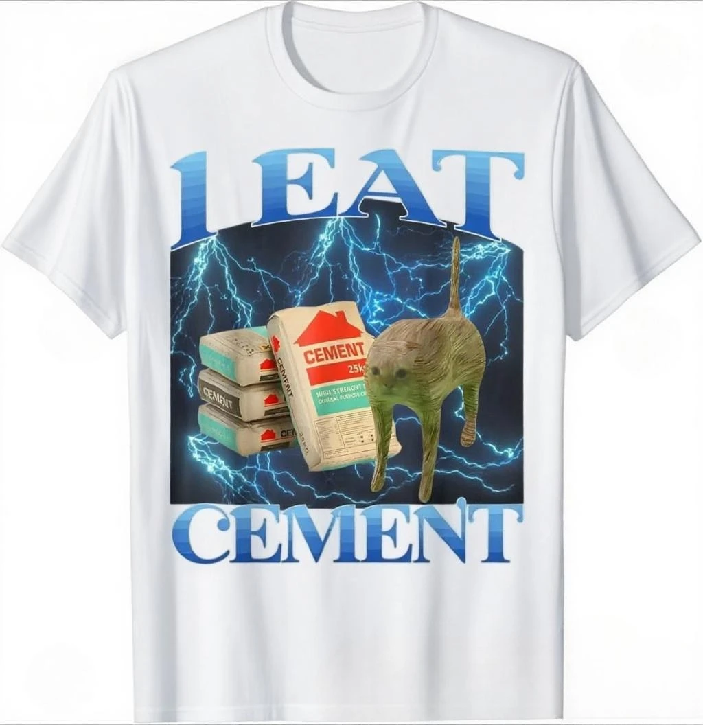 

I Eat Cement Funny Cat Meme Internet Memes Funny Memes Gen-Z T-Shirt Simple Shirt Aesthetic Stylish Cool Tee Rap for Outdoors