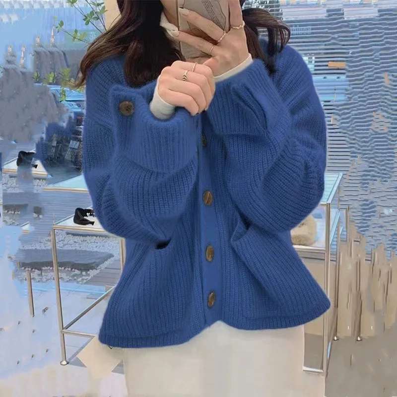 Cardigan in maglia maglione da donna cappotto lavorato a maglia solido 2025 abbigliamento autunno inverno maglioni giacca streetwear cardigan in maglieria casual