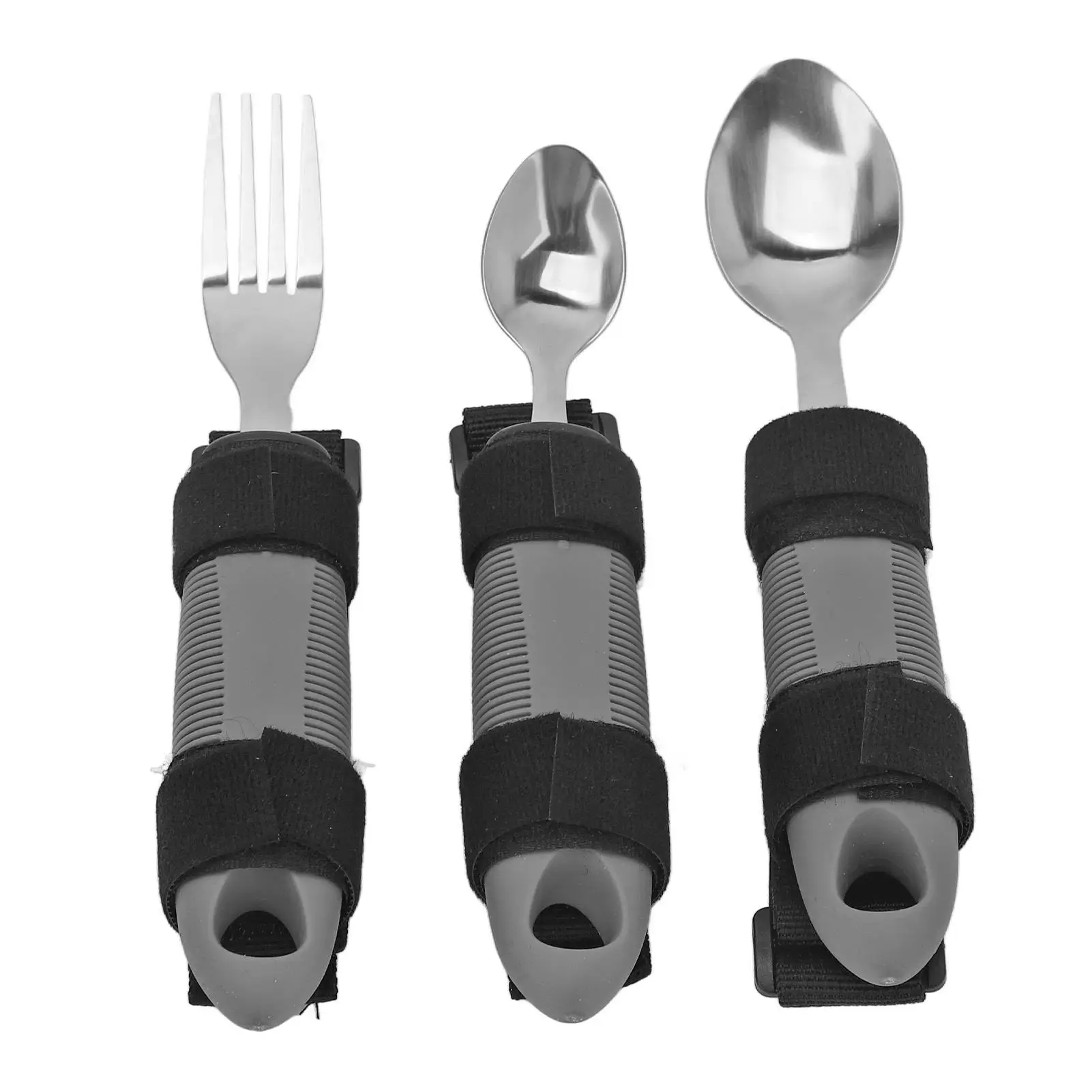 

Adaptive Tableware with Textured for disabled Adults Ergonomic Utensils Hygienic Design with Hook and Loop Fastener for